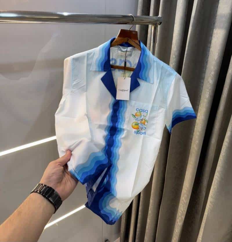 Casablanc a White Printed Imported Half Shirt