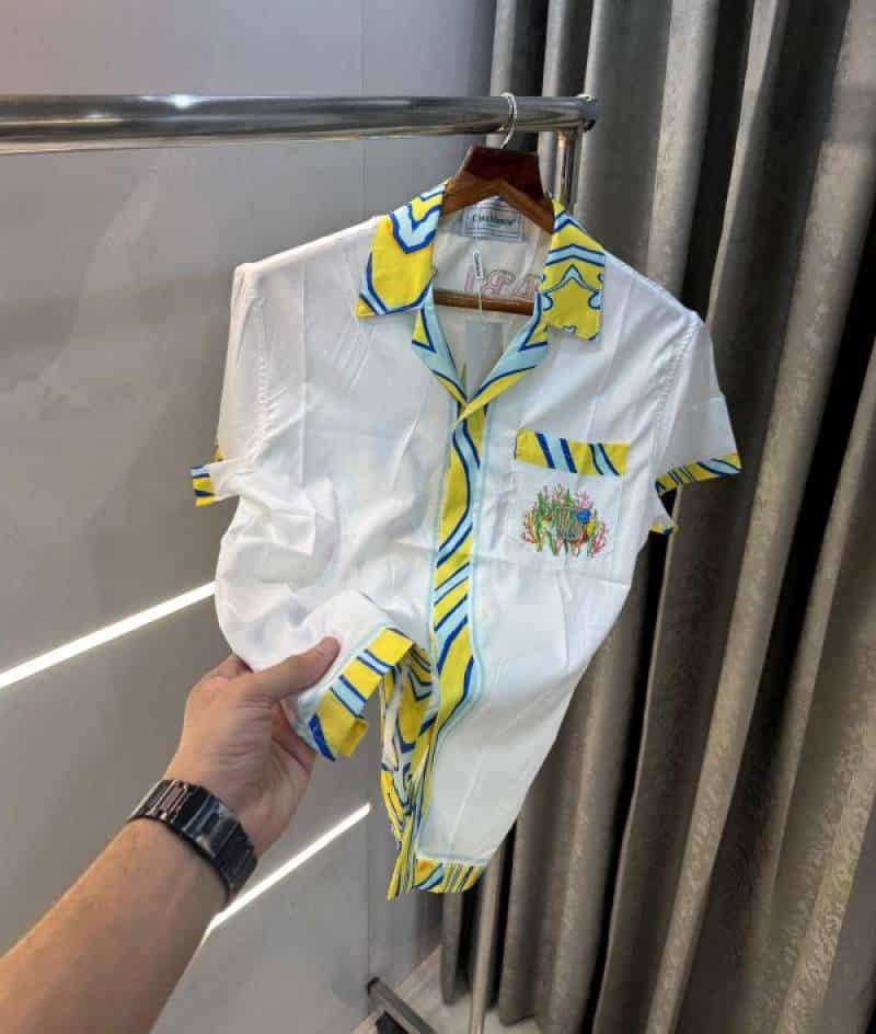 Casablanc a White Printed Imported Half Shirt Secondary image