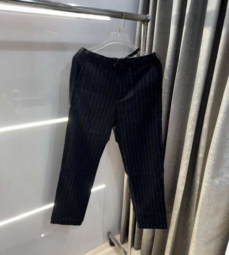 Zar a  Black Stipies Premium Classic Linen Pant Secondary image