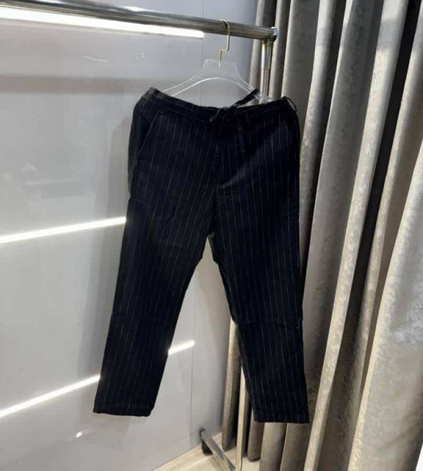 Zar a  Black Stipies Premium Classic Linen Pant