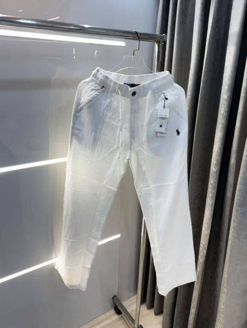 Ralp  Lauren White Premium Linen TrackPant Main image