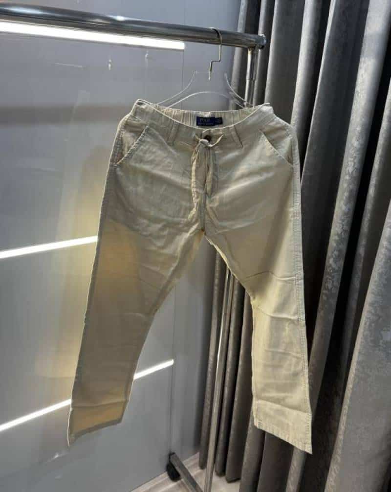Ralp  Lauren Cream Premium Cotton Linen TrackPant Main image