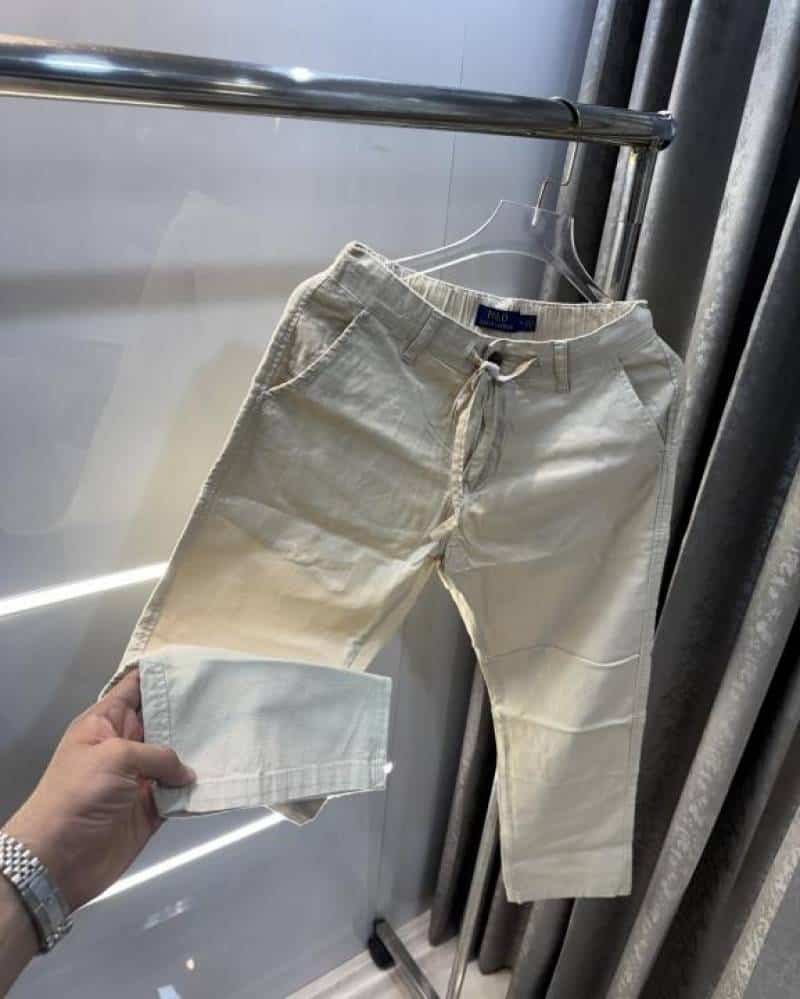 Ralp  Lauren Cream Premium Cotton Linen TrackPant Secondary image