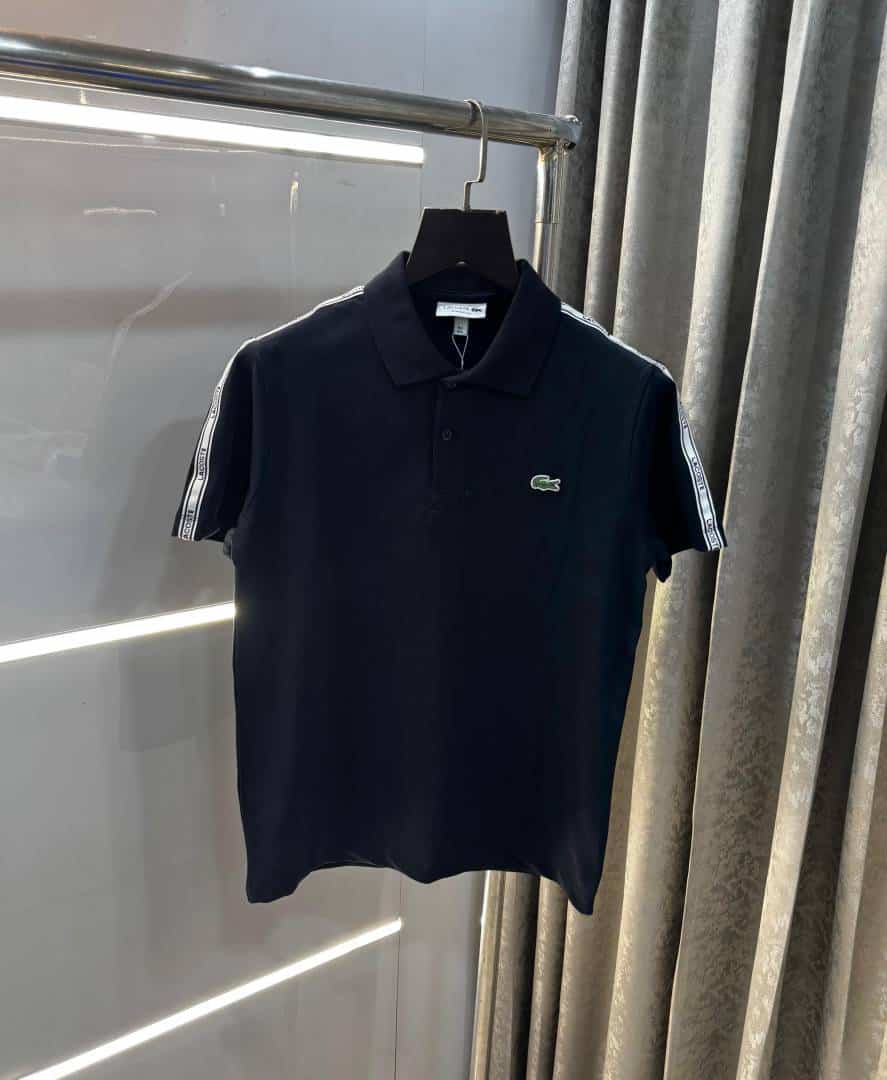 Lacost e Navy Blue Shoulder Logo Premium Polo T-Shirt