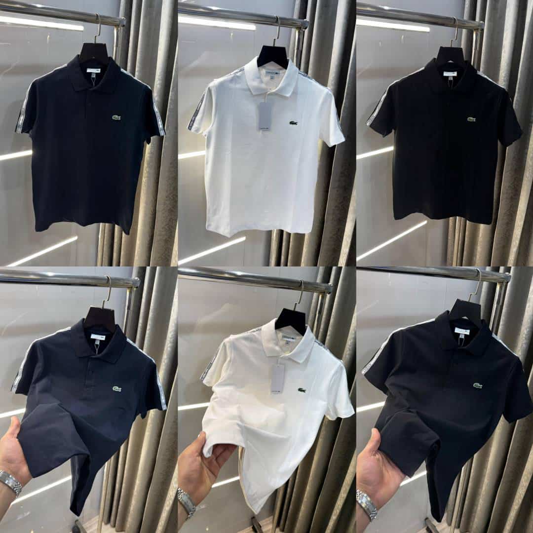 Lacost e Navy Blue Shoulder Logo Premium Polo T-Shirt