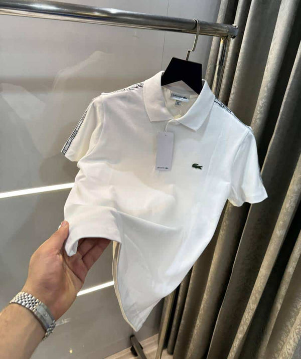 Lacost e White Shoulder Logo Premium Polo T-Shirt
