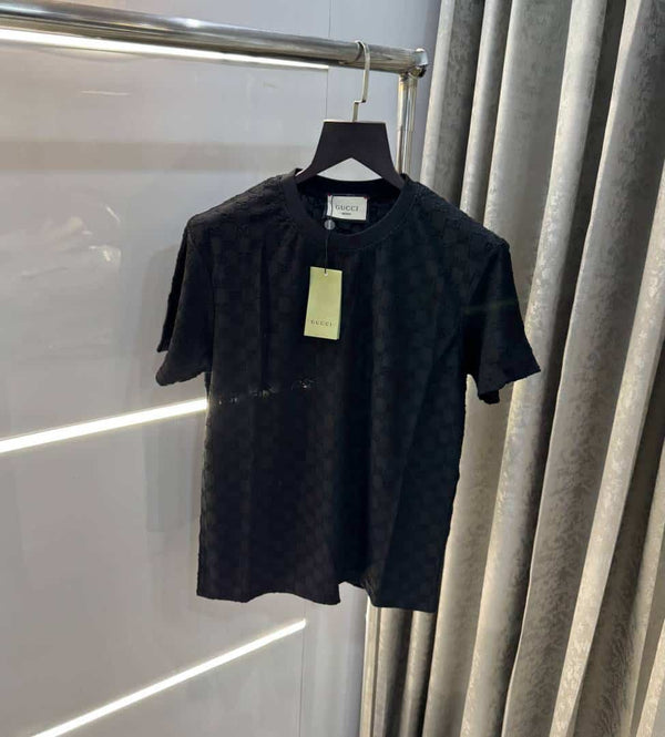 Gucc i Black EmB0sSed MonograM Imported T-Shirt