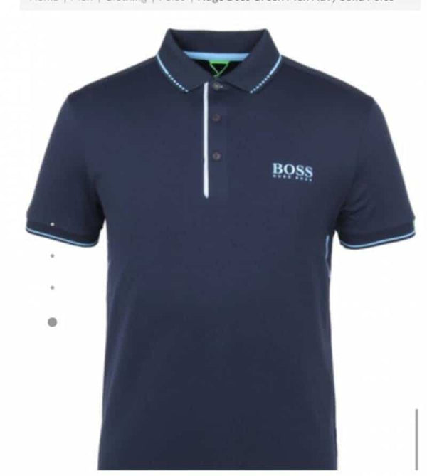 HUgo Bo$S Navy Blue Logo Print Premium Polo T-Shirt