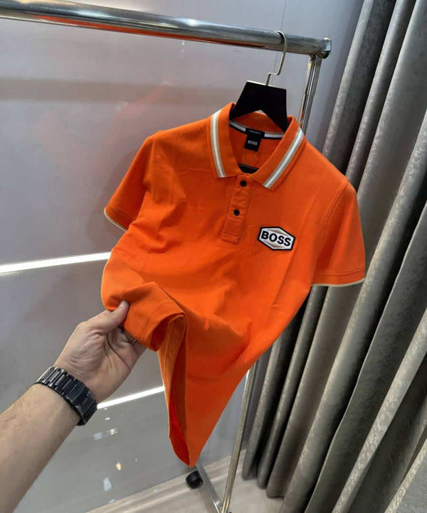 HUGO BO·Ss Orange Logo Print Premium Polo T-Shirt