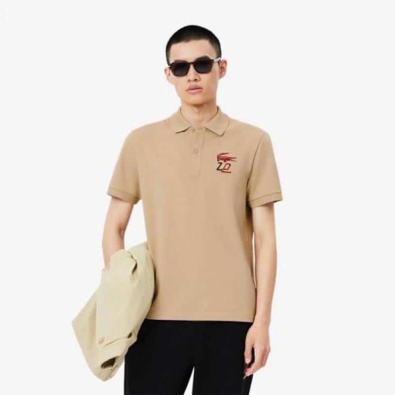 Lacost e Beige Embroidery Logo Premium Polo T-Shirt Main image