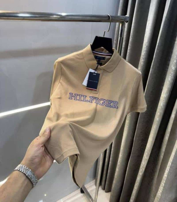 Tommy Hilfige r Beige Logo Work Premium Polo T-Shirt