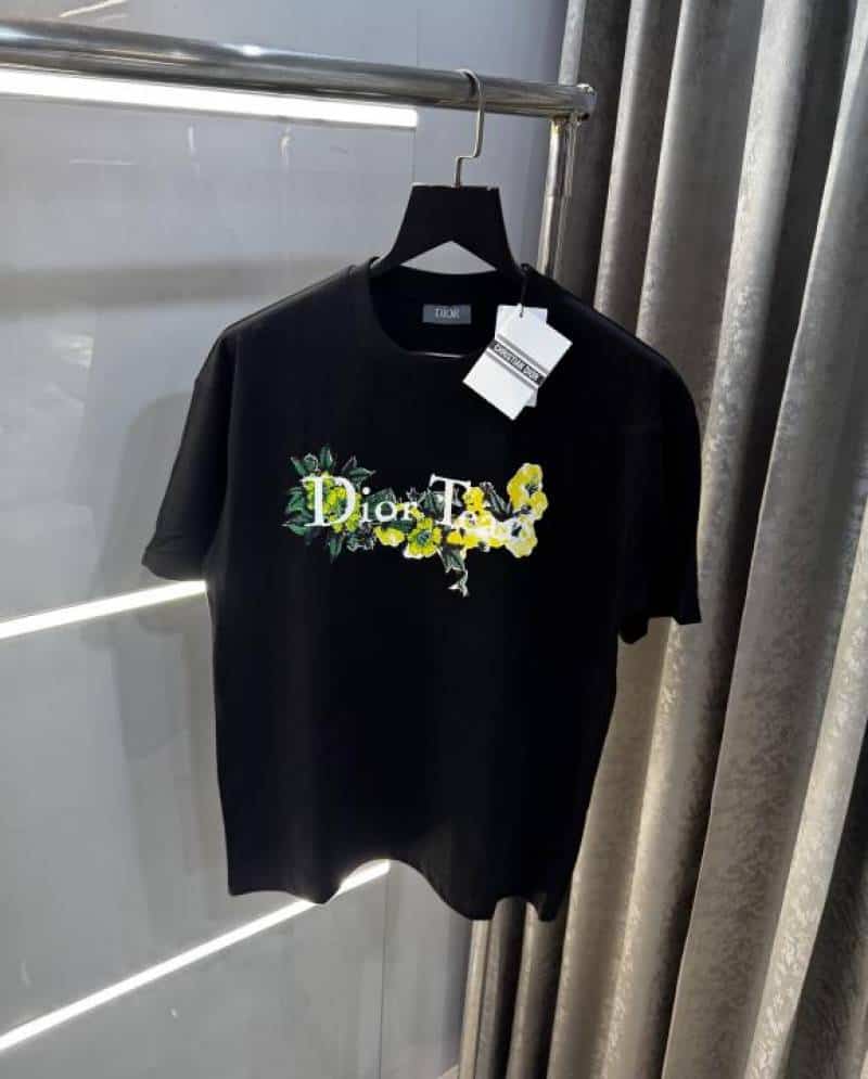 Christian Dio r Black Logo Print Imported Oversized T-Shirt