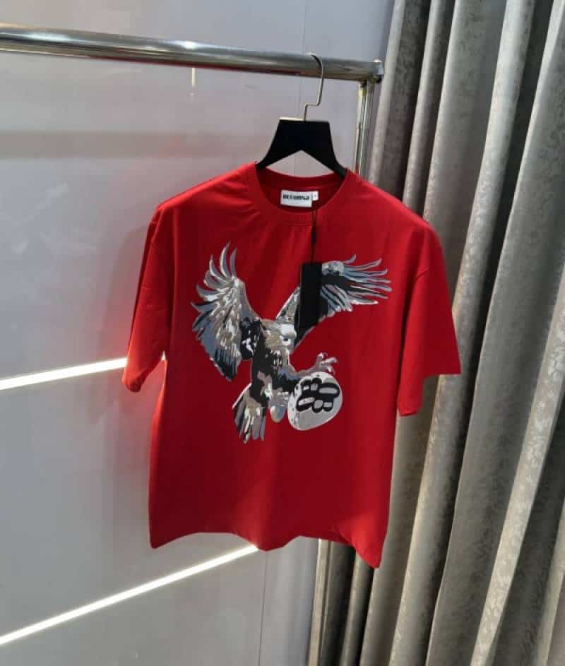 Bluorang Red Eagle Print Imported Oversized T-Shirt Main image