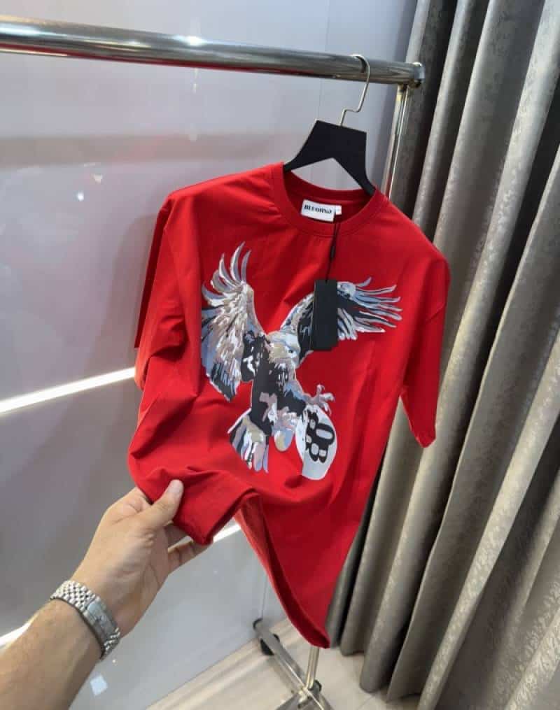 Bluorang Red Eagle Print Imported Oversized T-Shirt Secondary image