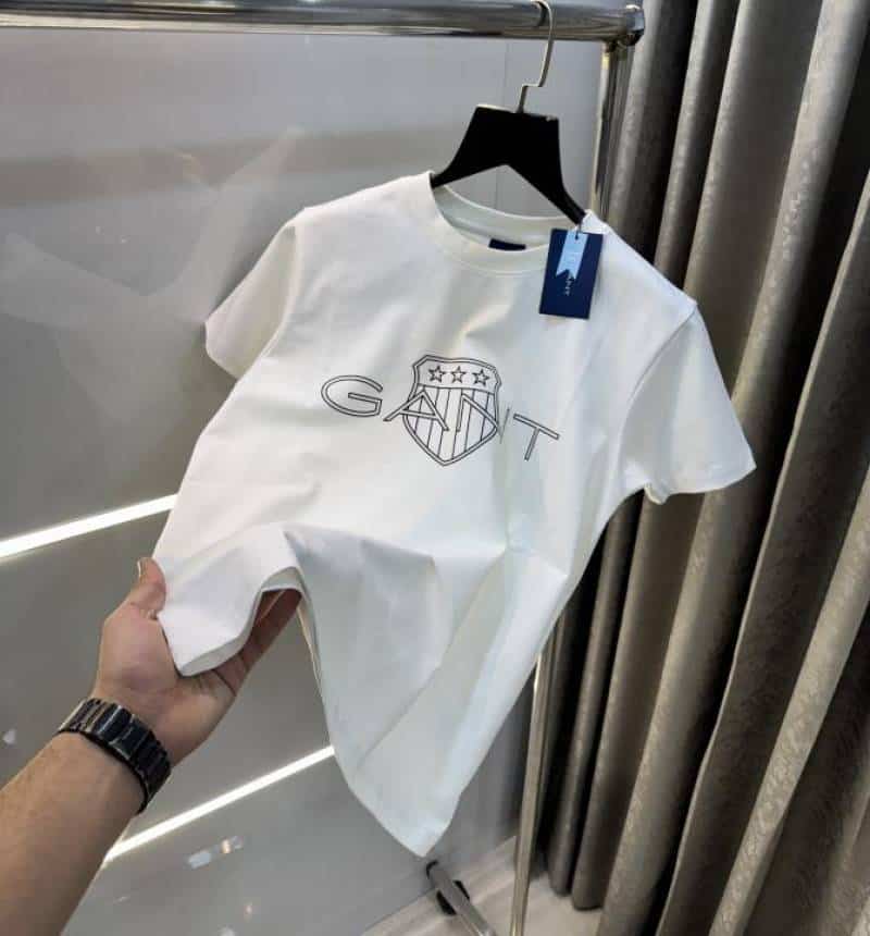 Gan t White Logo Print Premium Classic T-Shirt