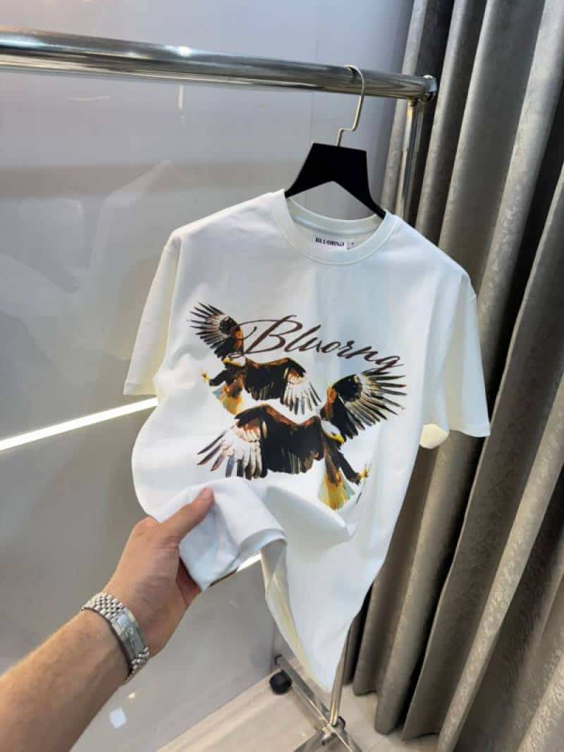 Bluoran g White Eagle Print Imported Oversized T-Shirt Main image
