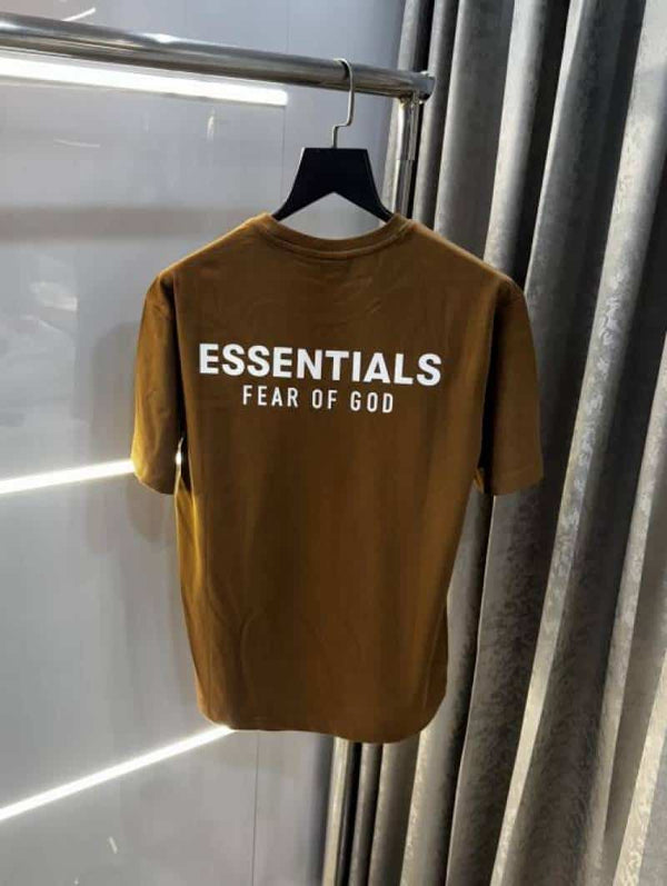 Essential Fear Of God Brown Back Print Imported Oversized T-Shirt