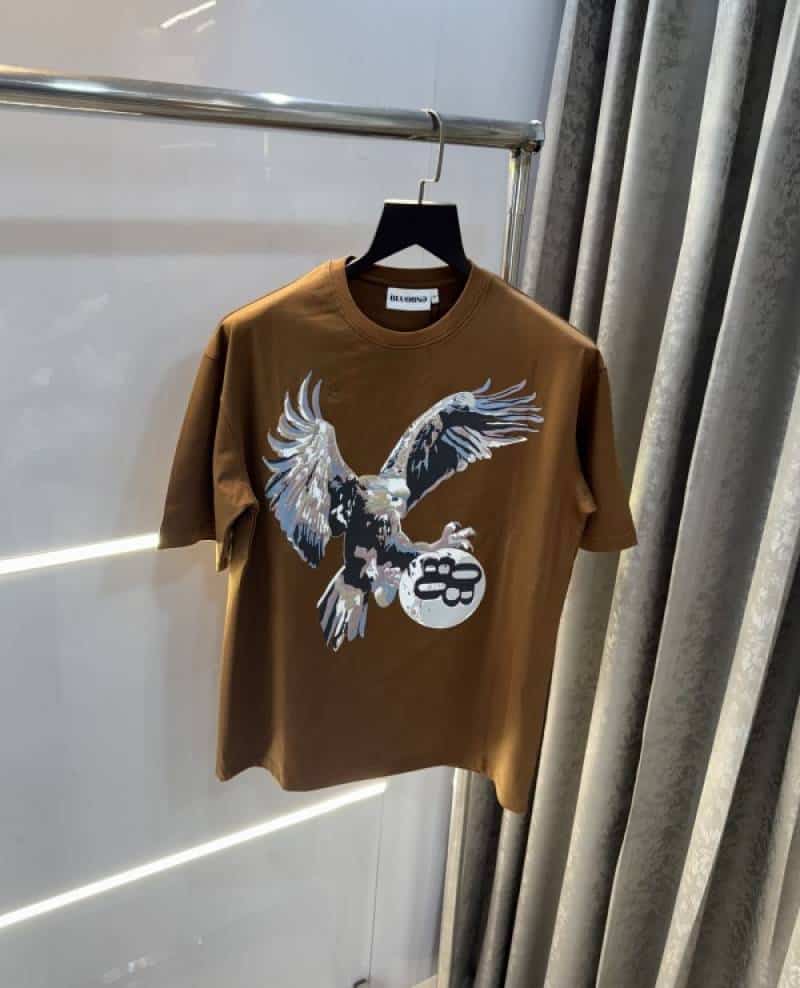 Bluoran g Brown Eagle Print Imported Oversized T-Shirt Main image
