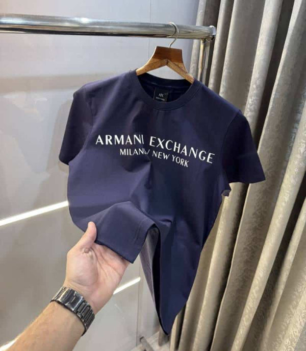 Arman i exchange Navy Blue Logo Print Premium T-Shirt