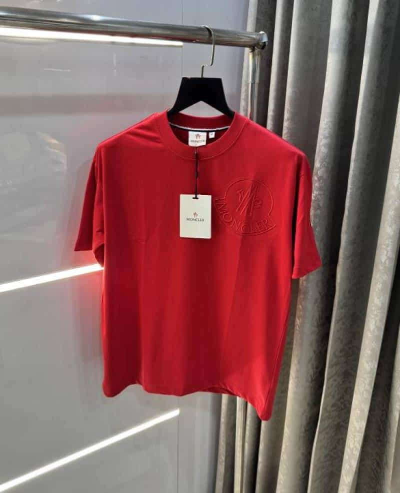 Moncle r Red Embroidery Logo Imported Oversized T-Shirt