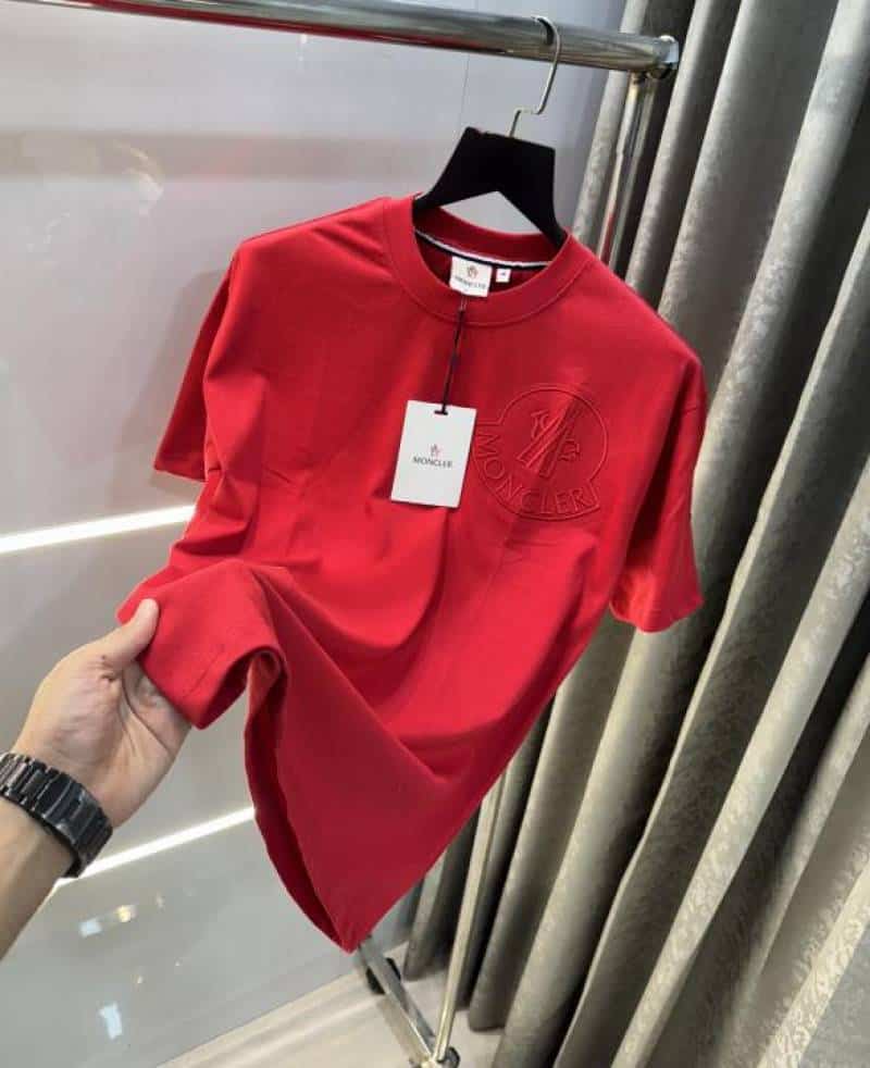 Moncle r Red Embroidery Logo Imported Oversized T-Shirt