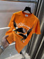 Bluoran g Orange Eagle EmBo...Ssed Print Imported Oversized T-Shirt