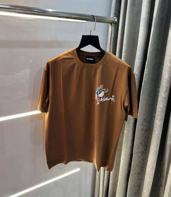Bluoran g Brown Embossed Print Imported Oversized T-Shirt