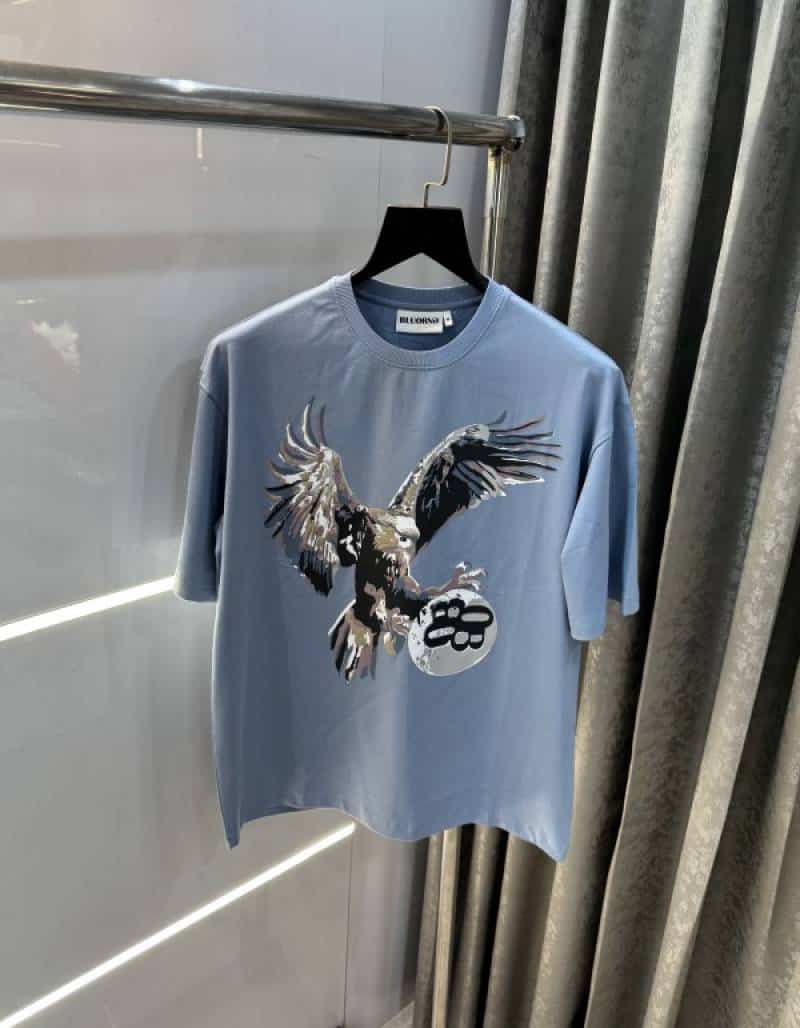 Bluoran g Sky Blue Eagle Print Imported Oversized T-Shirt Main image
