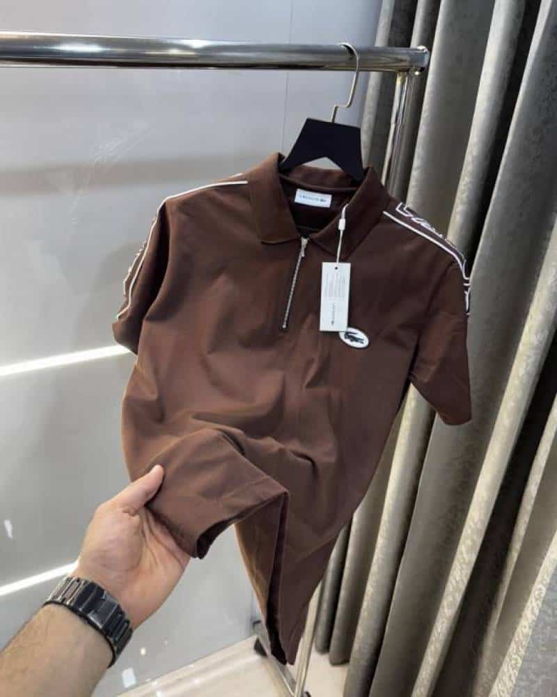 Lacost e Brown Shoulder Logo Premium Polo T-Shirt Main image