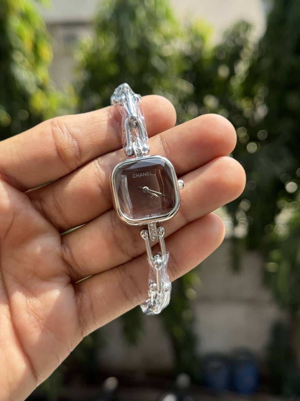 Chane L Bracelet Designer Silver With Brown Premium Watch Main image