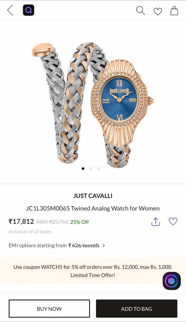 Just Cavalli Twined Dual Tone With Blue Dial Premium Ladies Watch