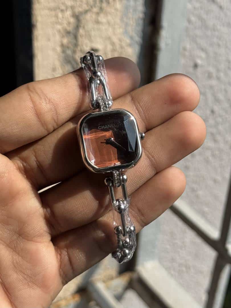 Chane L Bracelet Designer Silver With Brown Premium Watch Secondary image