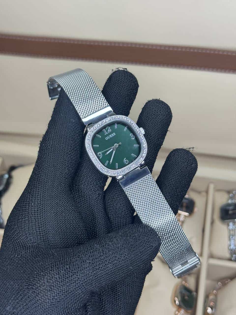 Gues s Silver Green Ladies Premium Watch