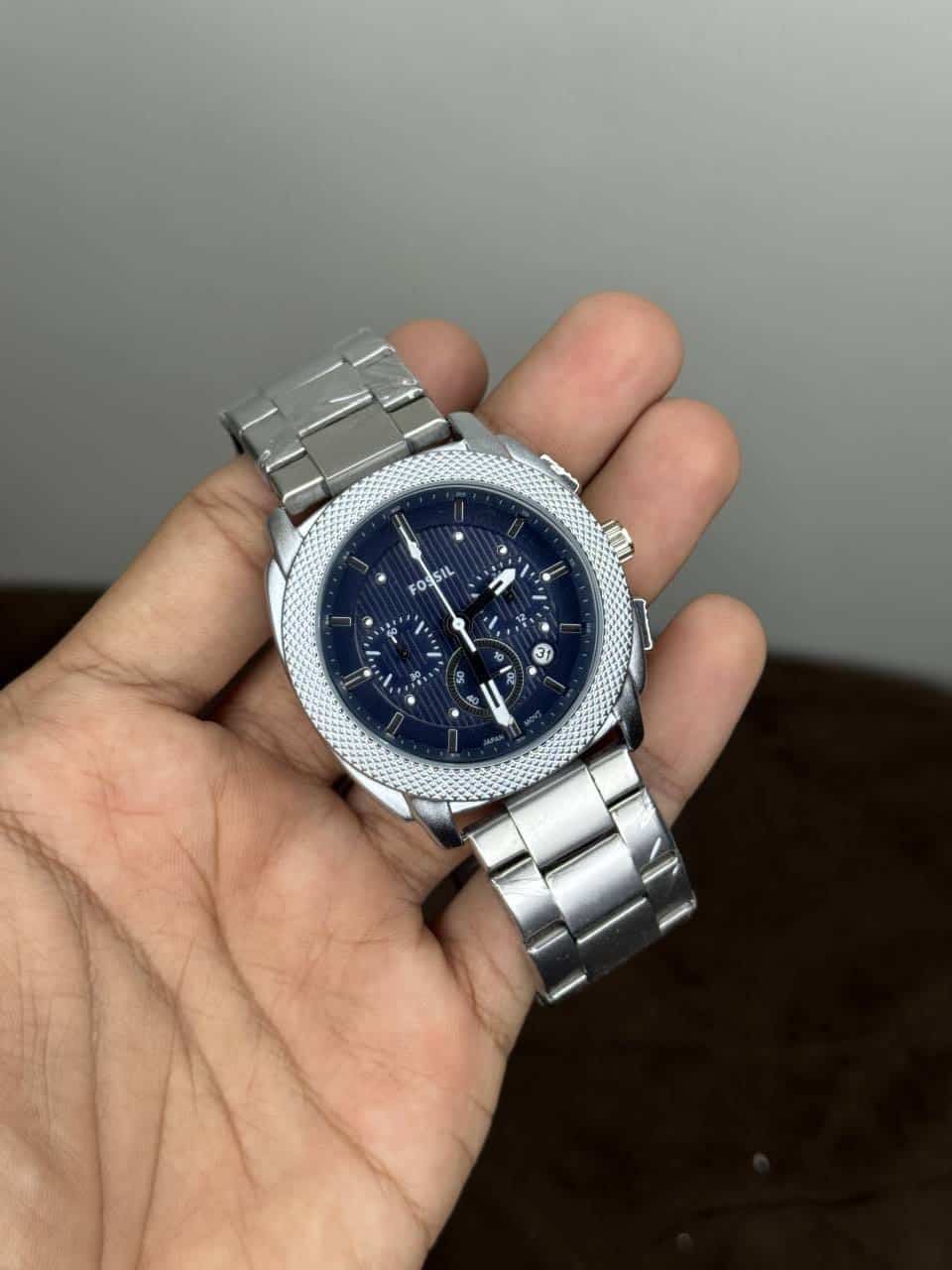 Fossi l Silver Blue Dial Chronograph Metal Watch Secondary image