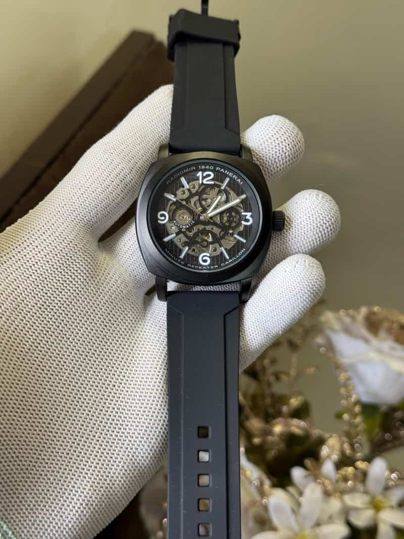 Panera i Radiomir 1940 Automatic All Black Silicone Strap Premium Watch