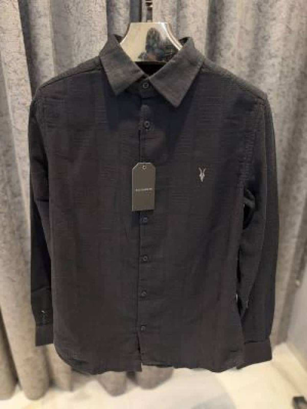 ALL_SAINTS CHEST LOGO FULL SLEEVES IMPORTED SHIRT BLACK