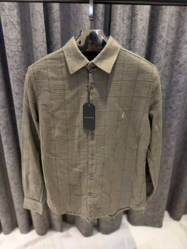 ALL_SAINTS CHEST LOGO FULL SLEEVES IMPORTED SHIRT WHITE LIGHT GREEN
