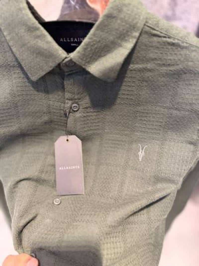 ALL_SAINTS CHEST LOGO FULL SLEEVES IMPORTED SHIRT WHITE LIGHT GREEN