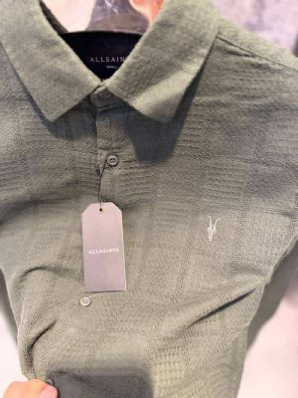ALL_SAINTS CHEST LOGO FULL SLEEVES IMPORTED SHIRT WHITE LIGHT GREEN