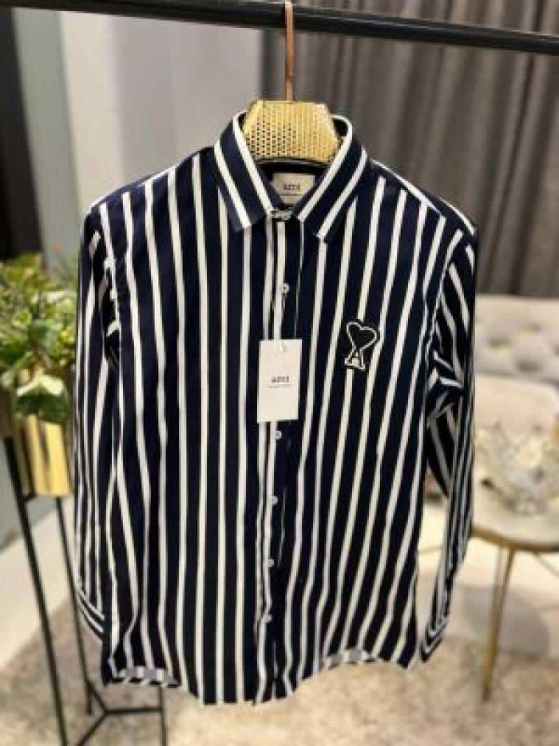 AMI PARIS IMPORTED STORE ARTICLE SHIRT NAVY BLUE