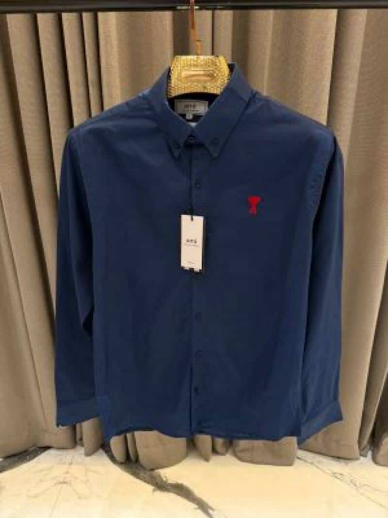 AMI PARIS SEMI LINEN SHIRT BLUE Main image