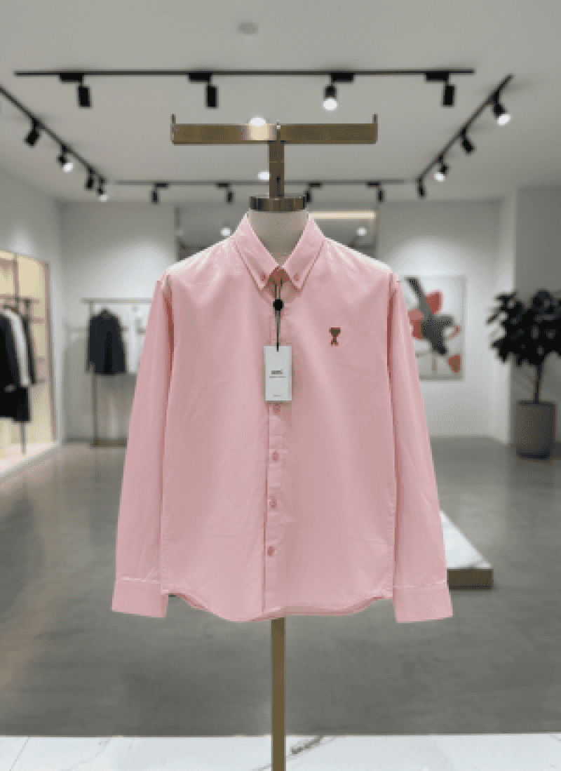 AMI PARIS PINK PREMIUM SHIRT SEMI LINEN FABRIC FULL Secondary image