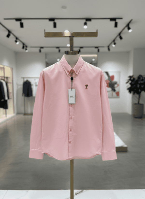 AMI PARIS PINK PREMIUM SHIRT SEMI LINEN FABRIC FULL