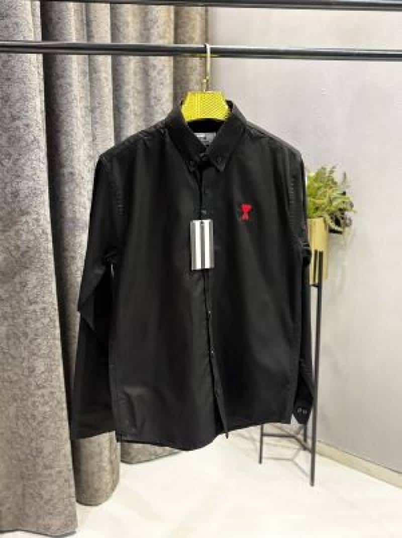 AMI PARIS PREMIUME BLACK SHIRT SEMI LINEN