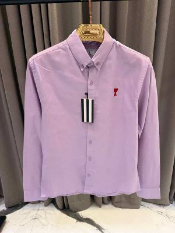 AMI PARIS PREMIUM SHIRT SEMI LINEN FABRIC FULL purple