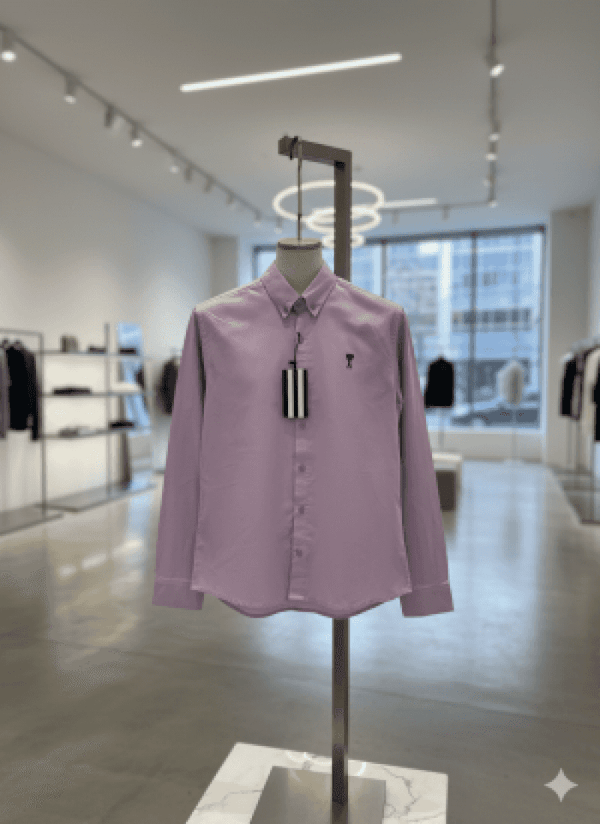 AMI PARIS PREMIUM SHIRT SEMI LINEN FABRIC FULL purple