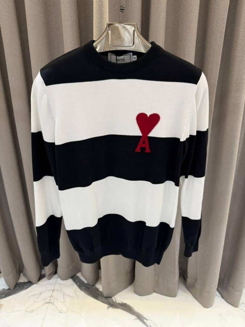 AMI PARIS IMPORTED TRENDING NAVY BLUE SWEATER