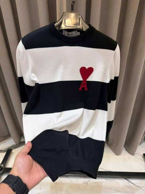 AMI PARIS IMPORTED TRENDING NAVY BLUE SWEATER