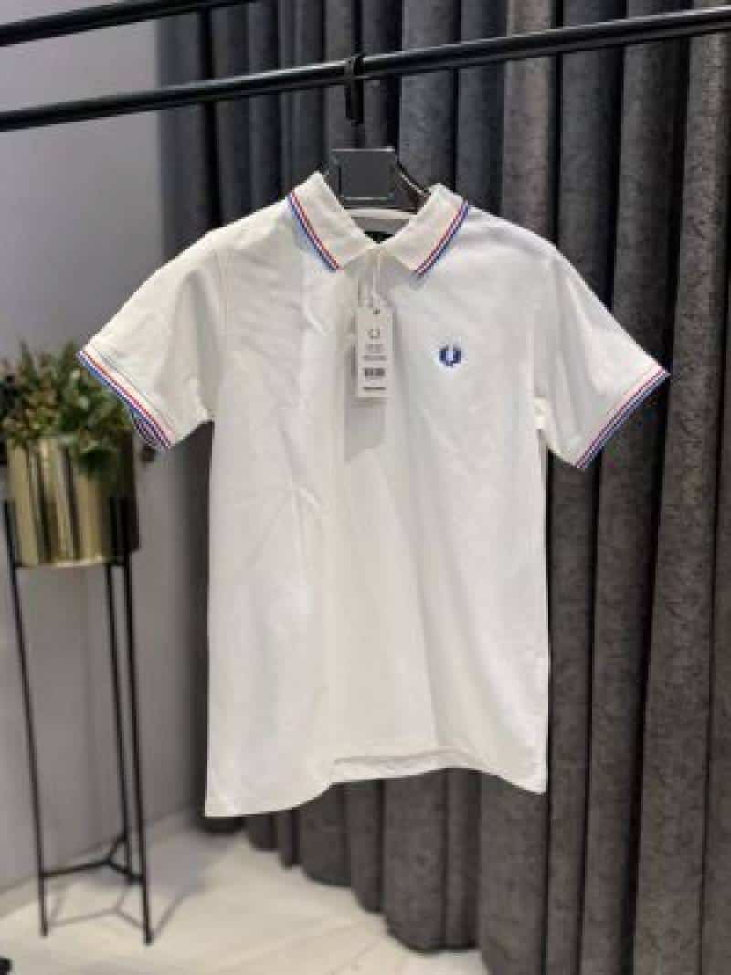 FRED PERRY CHEST LOGO POLO T-SHIRT WHITE