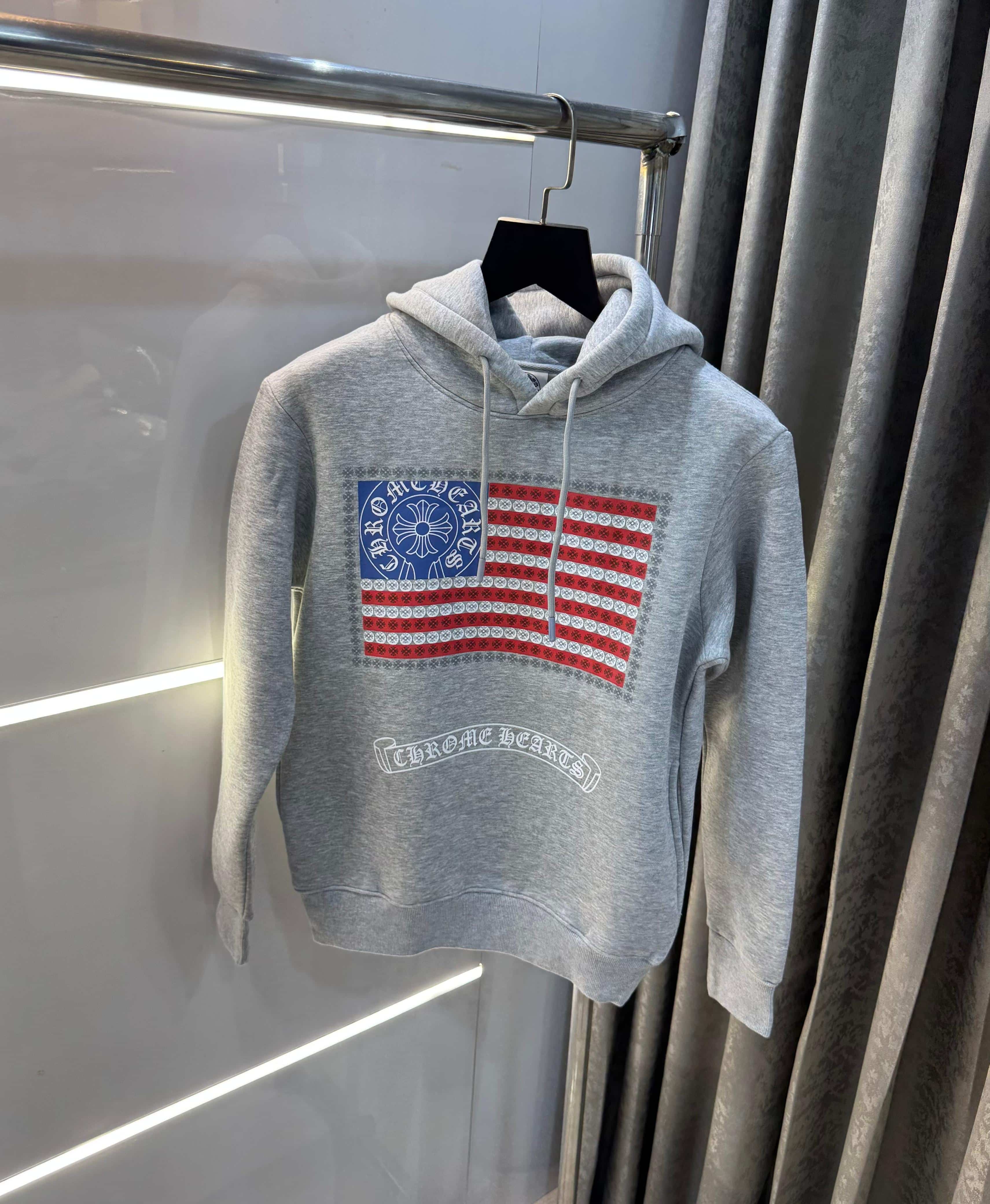 Chrome  Hearts Grey Embroidery Logo Imported Hoodie Main image